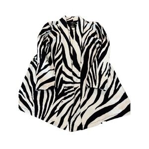 Style & Co zebra open front cotton cardigan sweater women's size medium boho